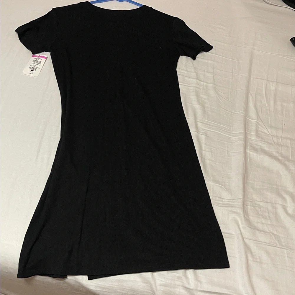 BP Black Ribbed Knit Mini Dress with Left Front 2” Slit - Picture 3 of 7